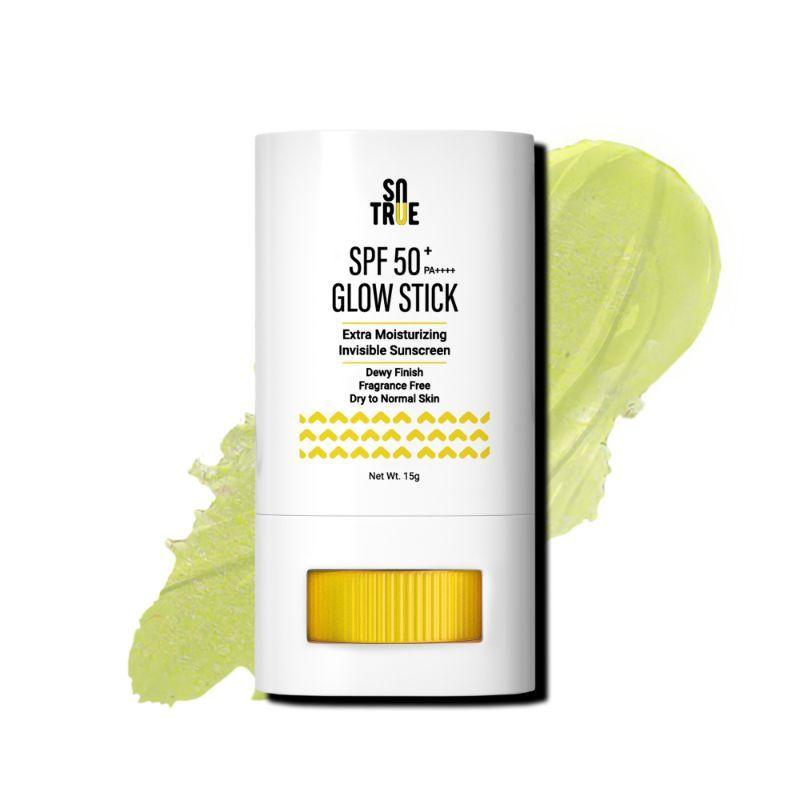 sotrue spf 50+ glow stick sunscreen for invisible, lightweight & water resistant