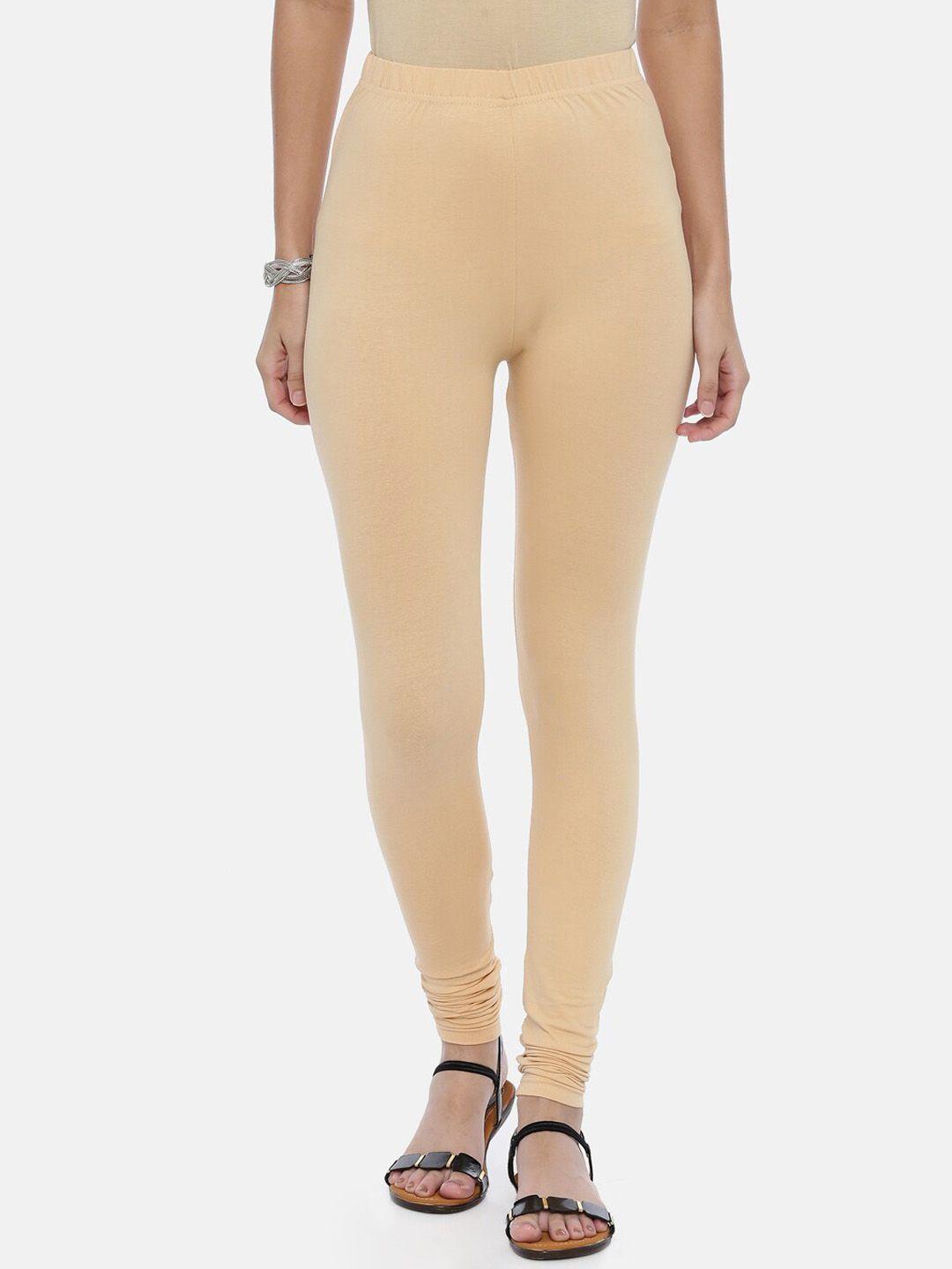 souchii women beige solid churidar-length leggings