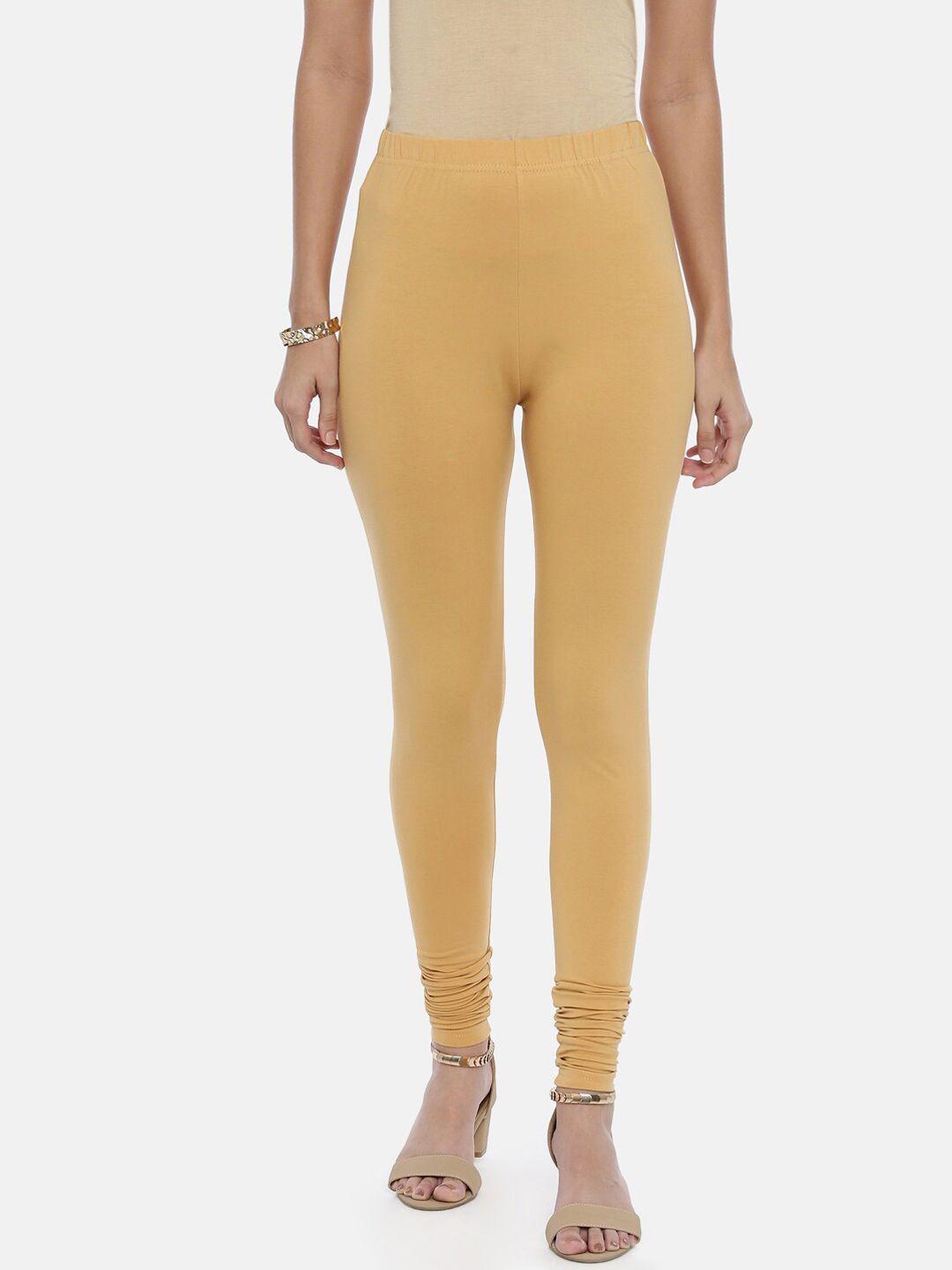 souchii women beige solid slim-fit churidar-length leggings