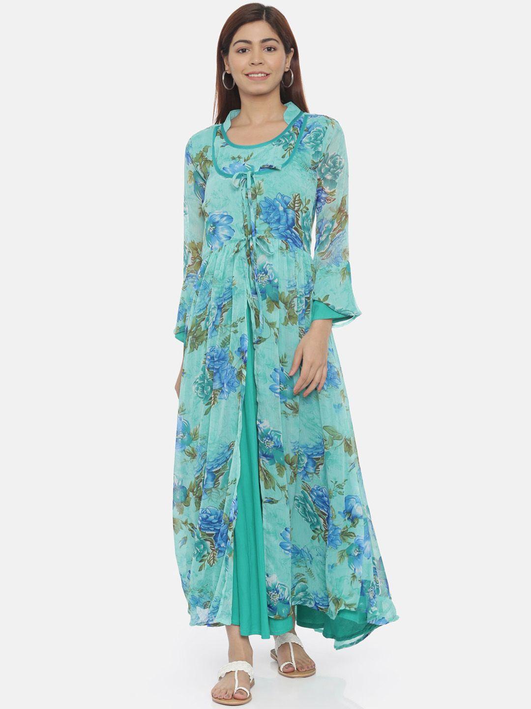 souchii women blue printed maxi dress