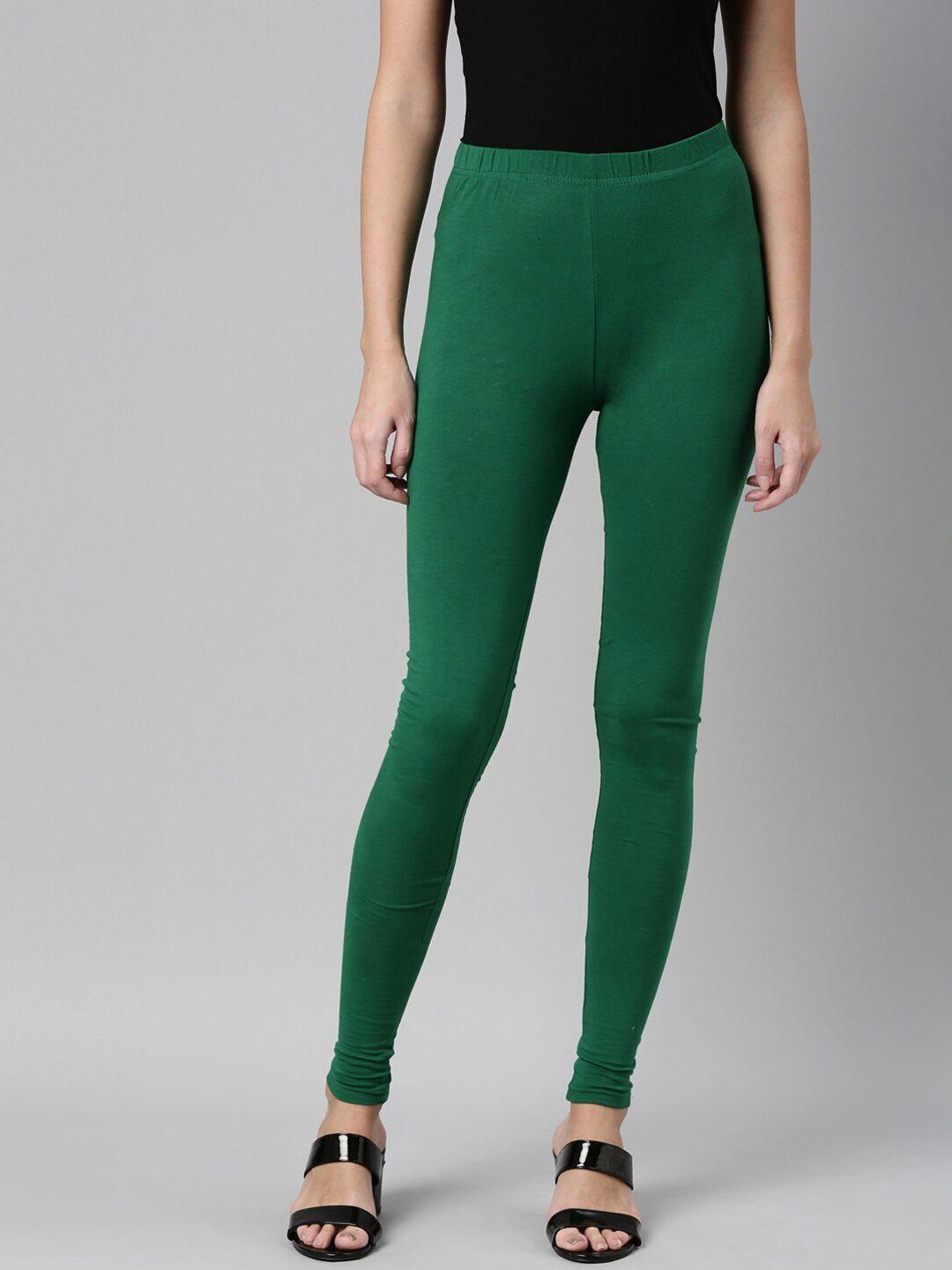 souchii women green solid slim-fit leggings