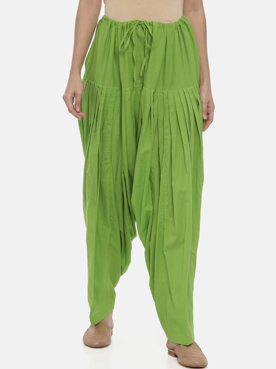 souchii women lime green solid loose-fit patiala