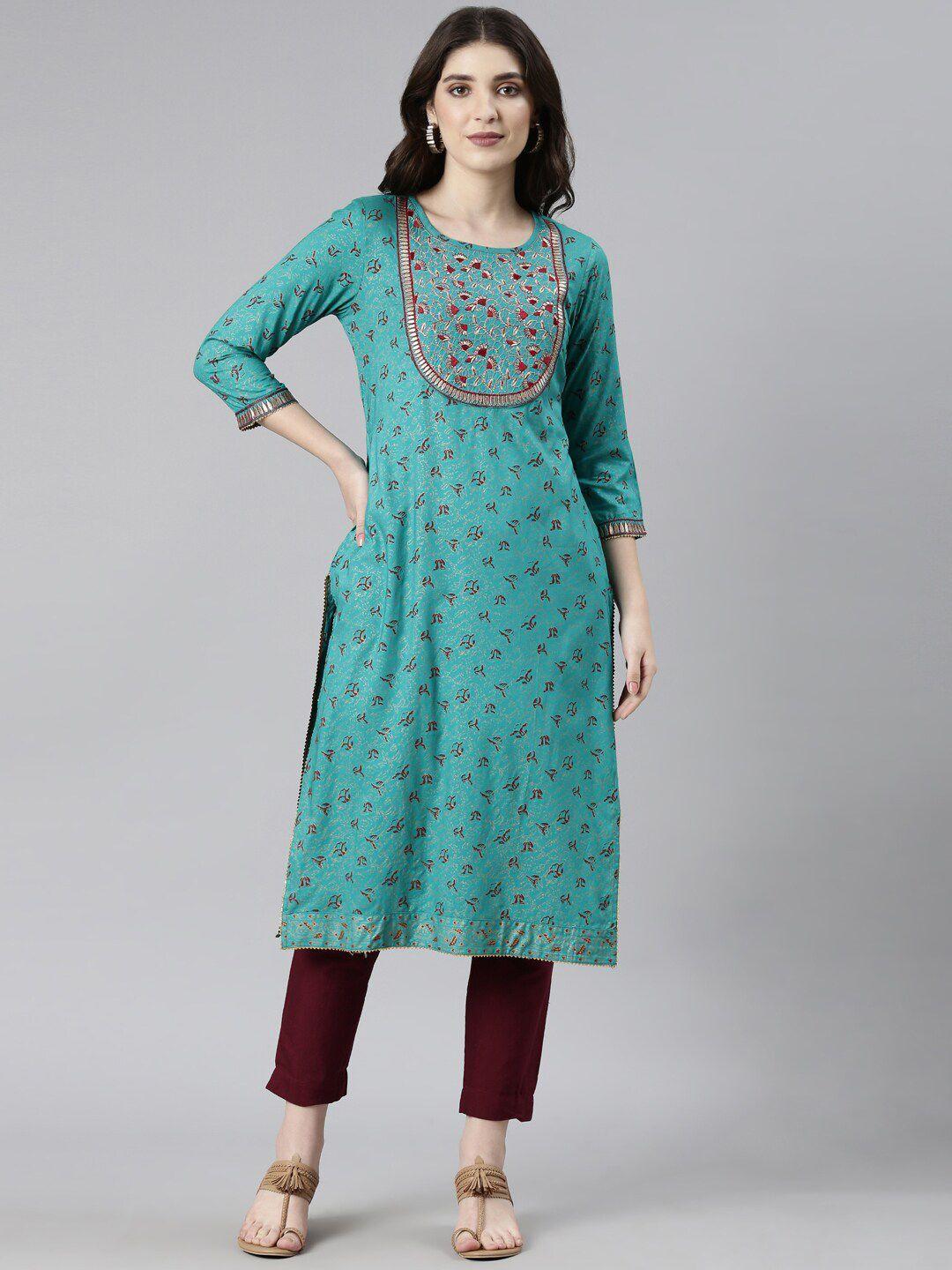 souchii ethnic motifs printed straight kurta