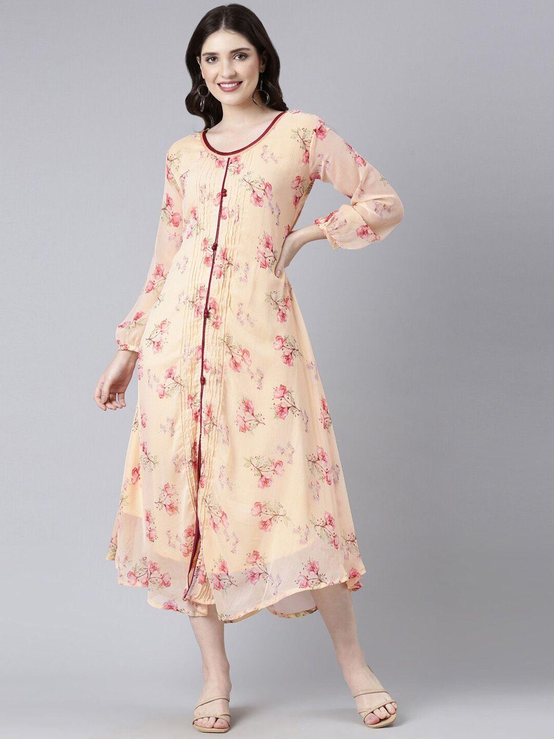 souchii floral printed chiffon midi dress