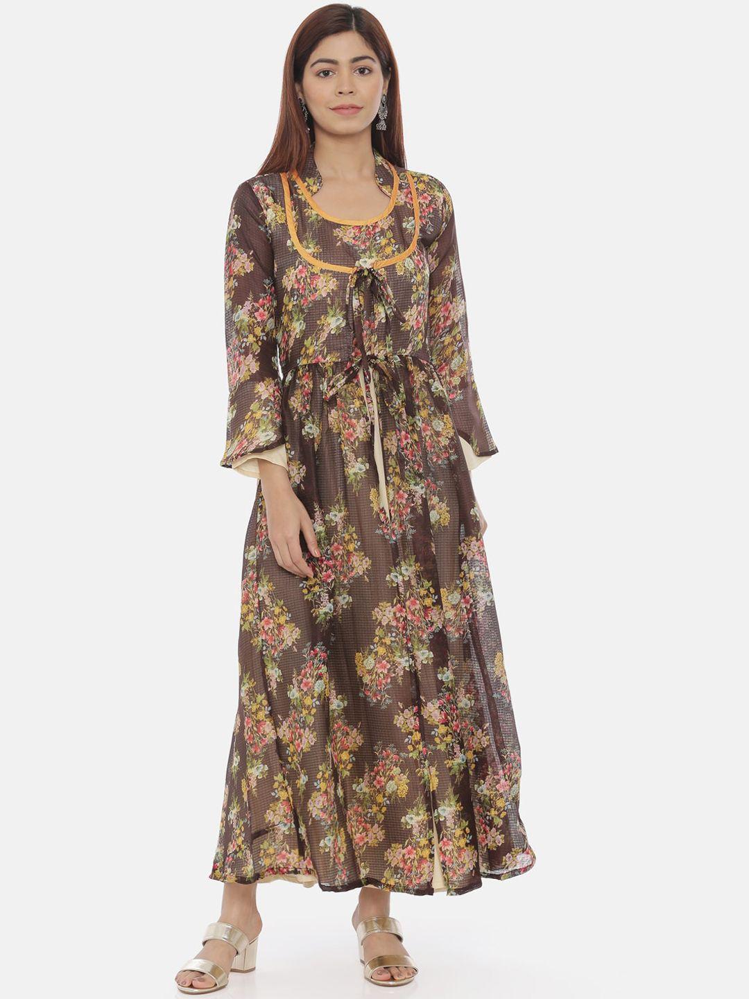 souchii women brown printed maxi dress