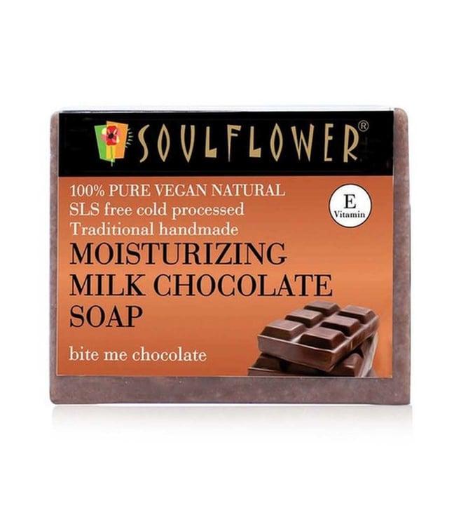 soulflower moisturizing milk chocolate soap - 150 gm