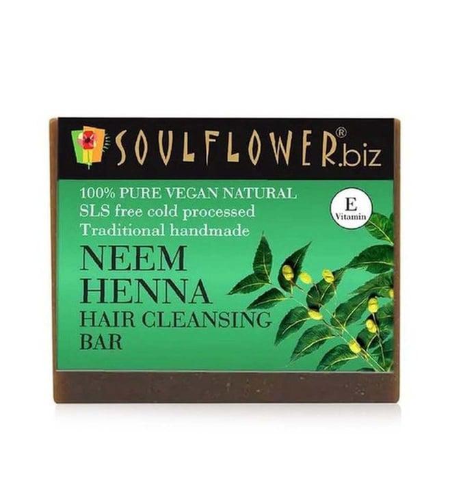 soulflower neem heena hair cleansing bar soap - 150 gm