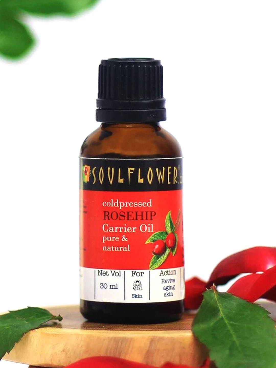 soulflower organic rose hip pure plant oil for radiant glow & bright clear skin - 30 ml
