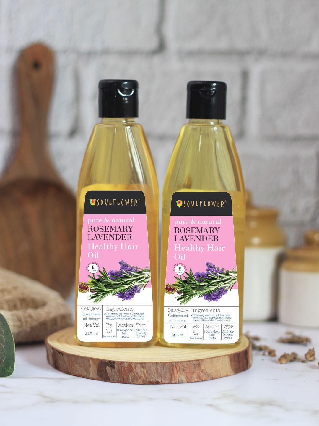 soulflower set of 2 100% pure rosemary lavender healthy hair oil - 225 ml each
