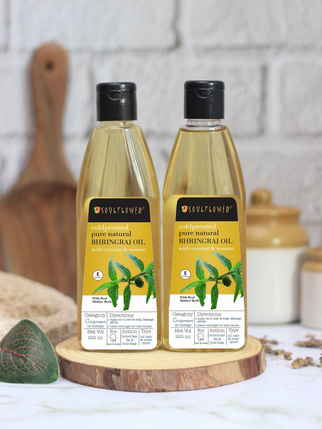 soulflower set of 2 pure  natural bhringraj oil with coconut & sesame - 225ml each