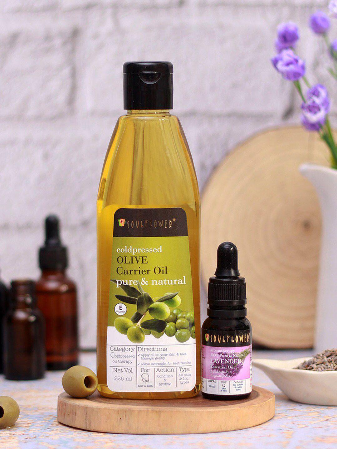 soulflower unisex olive oil 225 ml & lavender essential oil 15ml