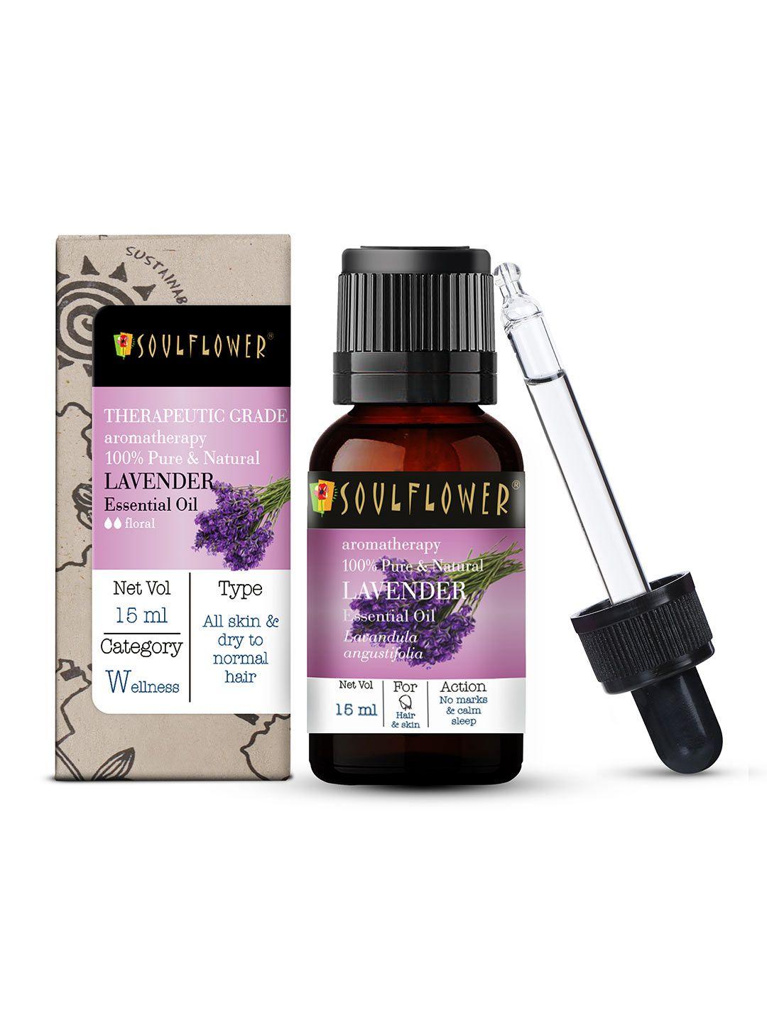 soulflower aromatherapy organic lavender essential oil for face & hair growth 15ml