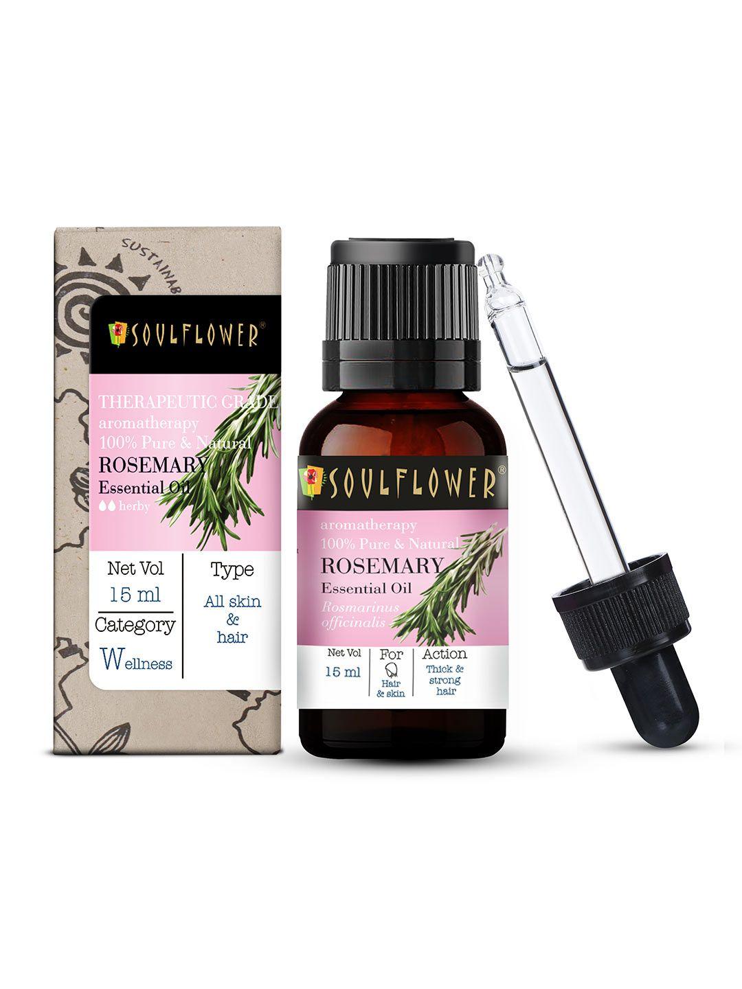 soulflower aromatherapy organic rosemary essential oil for hair growth & skincare 15ml