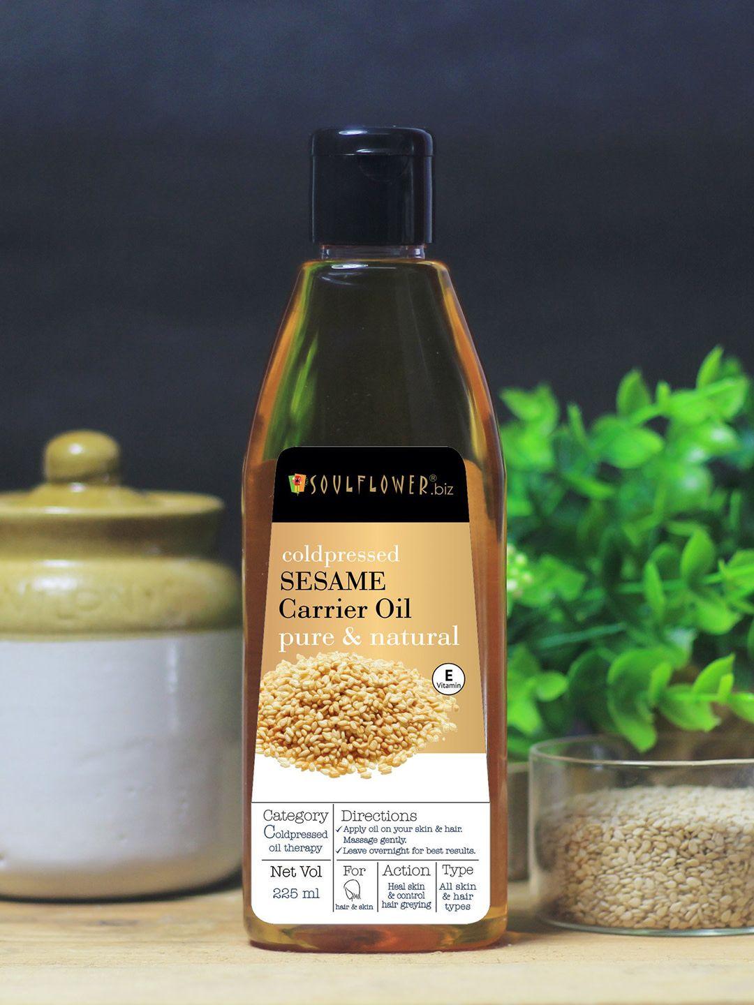 soulflower cold pressed sesame massage oil for heal skin & control hair greying - 225 ml