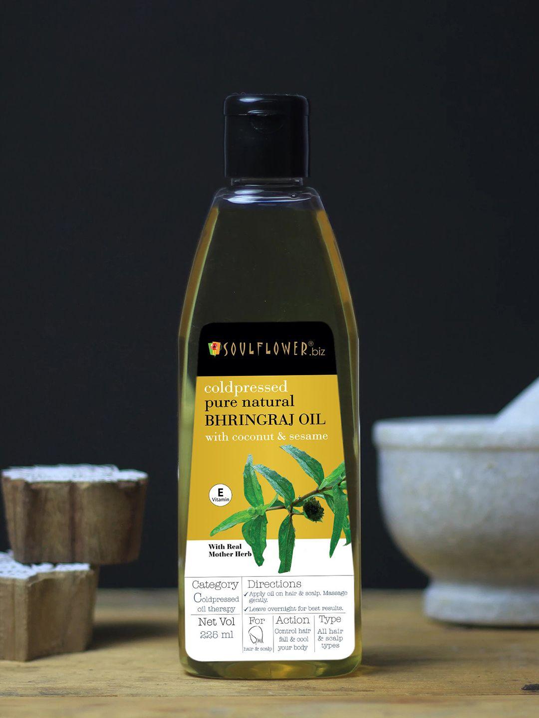 soulflower coldpressed bhringraj hair oil with coconut sesame for hairfall control 225 ml