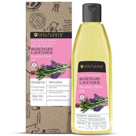 soulflower coldpressed rosemary lavender healthy hair oil for ultimate hair growth formulation, 100% pure and natural, traditional handmade 225ml