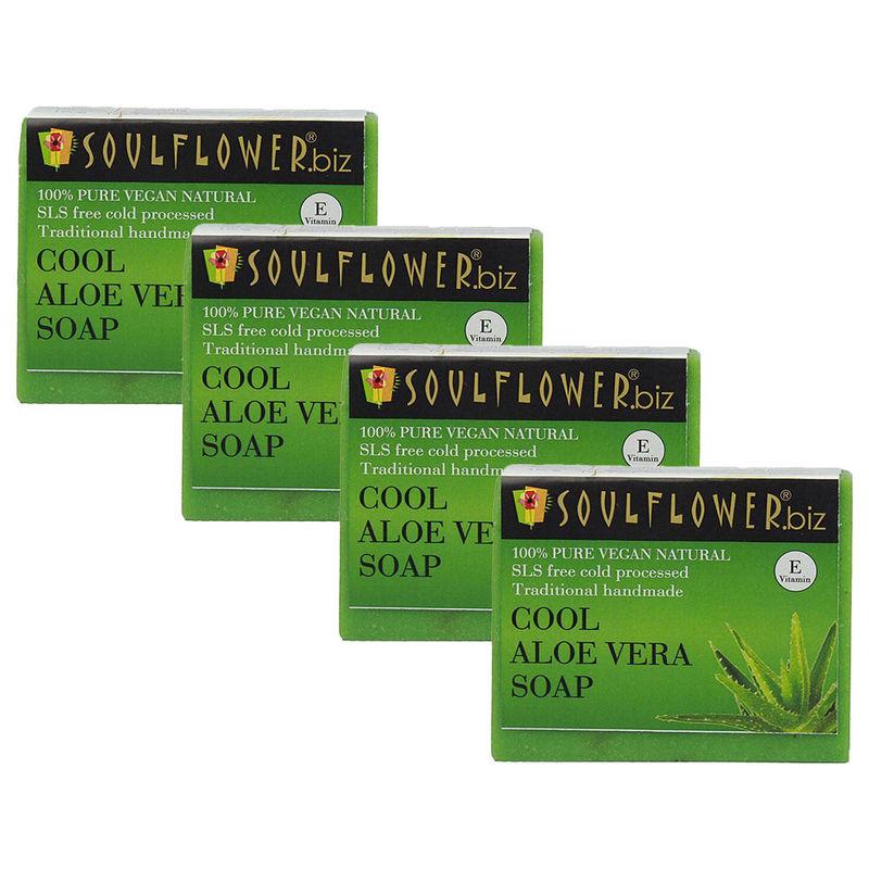 soulflower cool aloe vera soap - set of 4