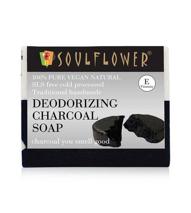 soulflower deodorizing charcoal soap - 150 gm