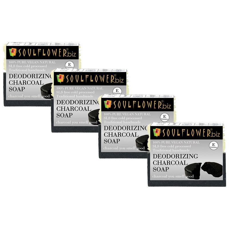 soulflower deodorizing charcoal soap - set of 4