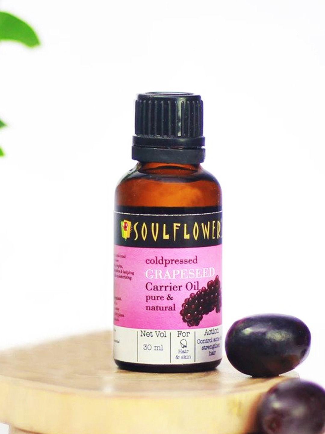 soulflower grapeseed oil for acne control & strong hair 100% pure cold pressed 30 ml