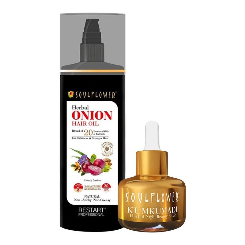 soulflower herbal onion hair growth oil & herbal kumkumadi oil