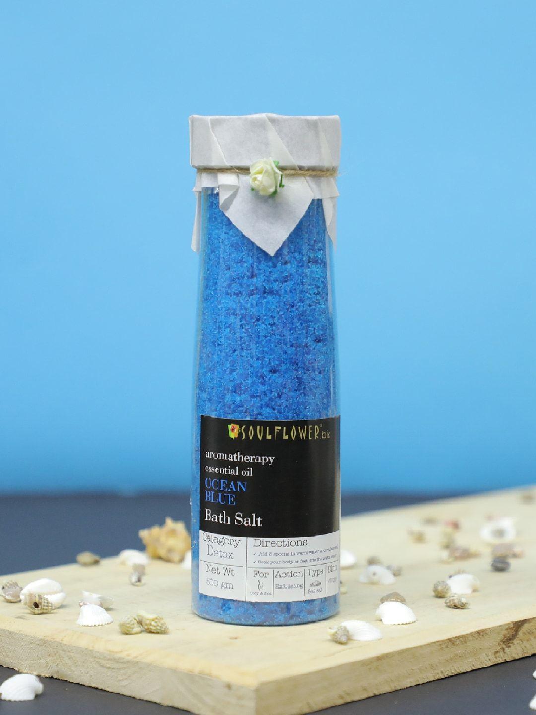 soulflower ocean blue bath salt for body & foot spa with natural sea salt - 500g