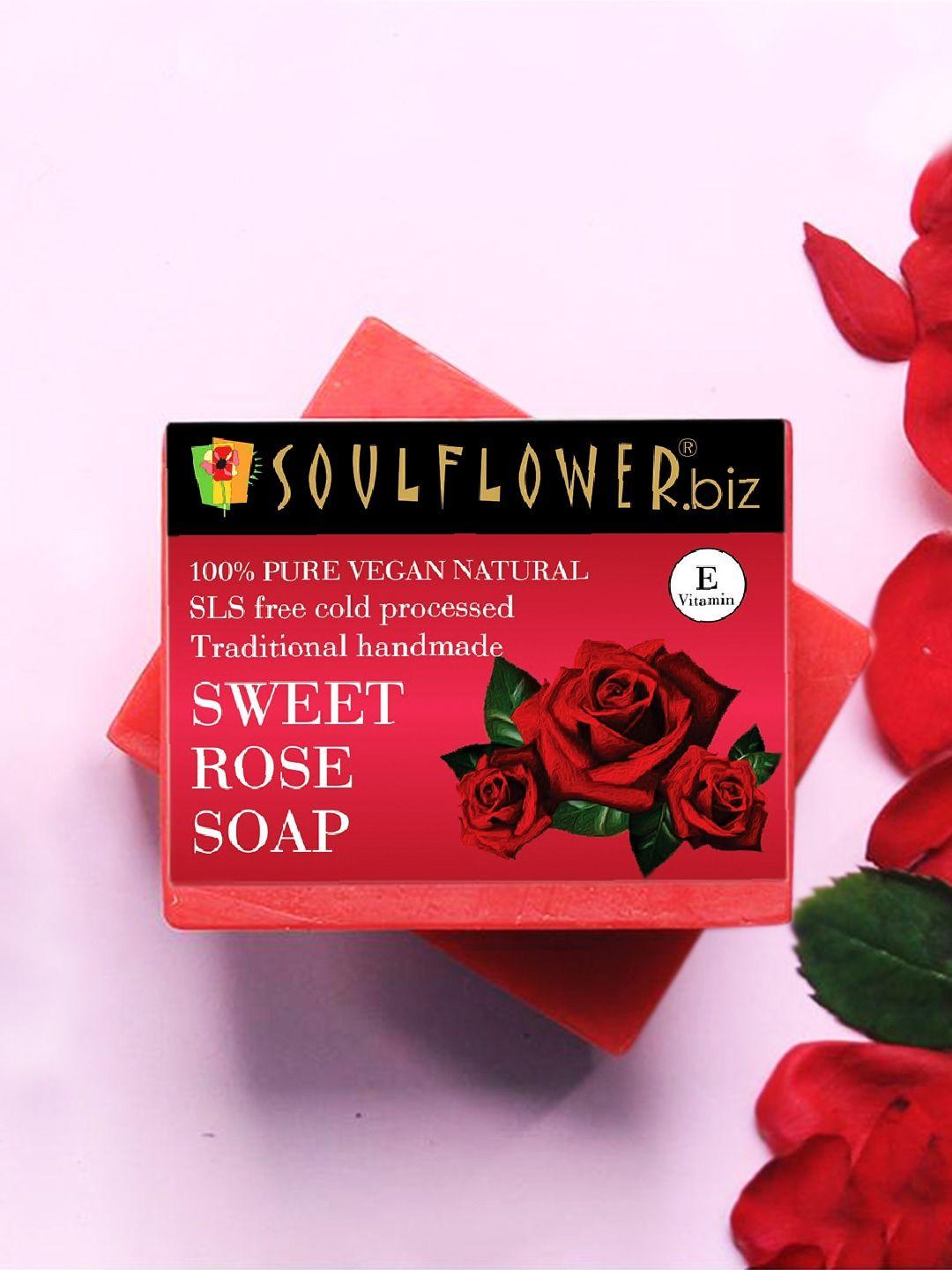 soulflower organic & handmade sweet rose anti aging bathing bar soap for dry skin- 150g