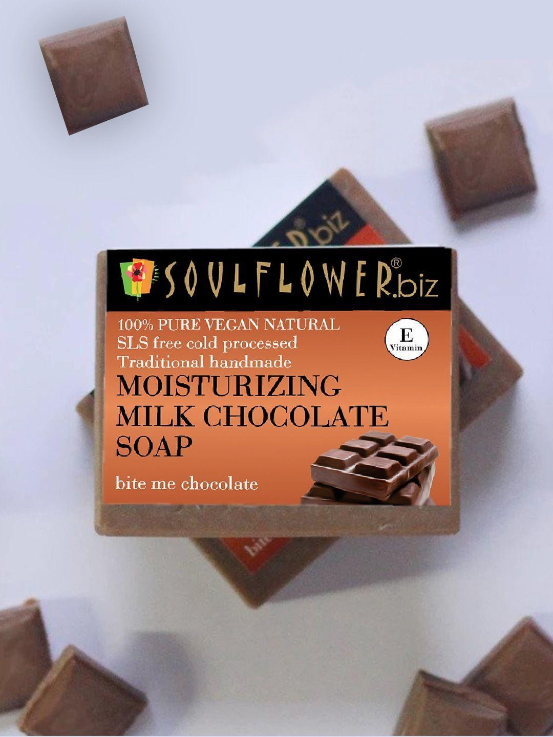 soulflower organic handmade coco butter & milk chocolate bathing bar soap - 150 g