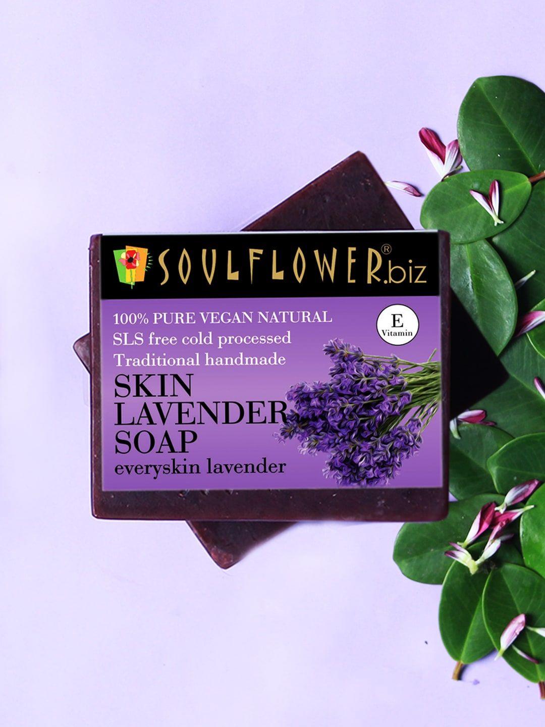 soulflower organic handmade skin lavender bathing bar soap with lavender oil - 150 g