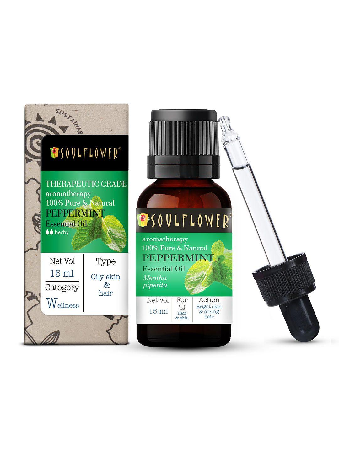 soulflower organic peppermint pure essential oil for hair growth & dandruff control 15ml