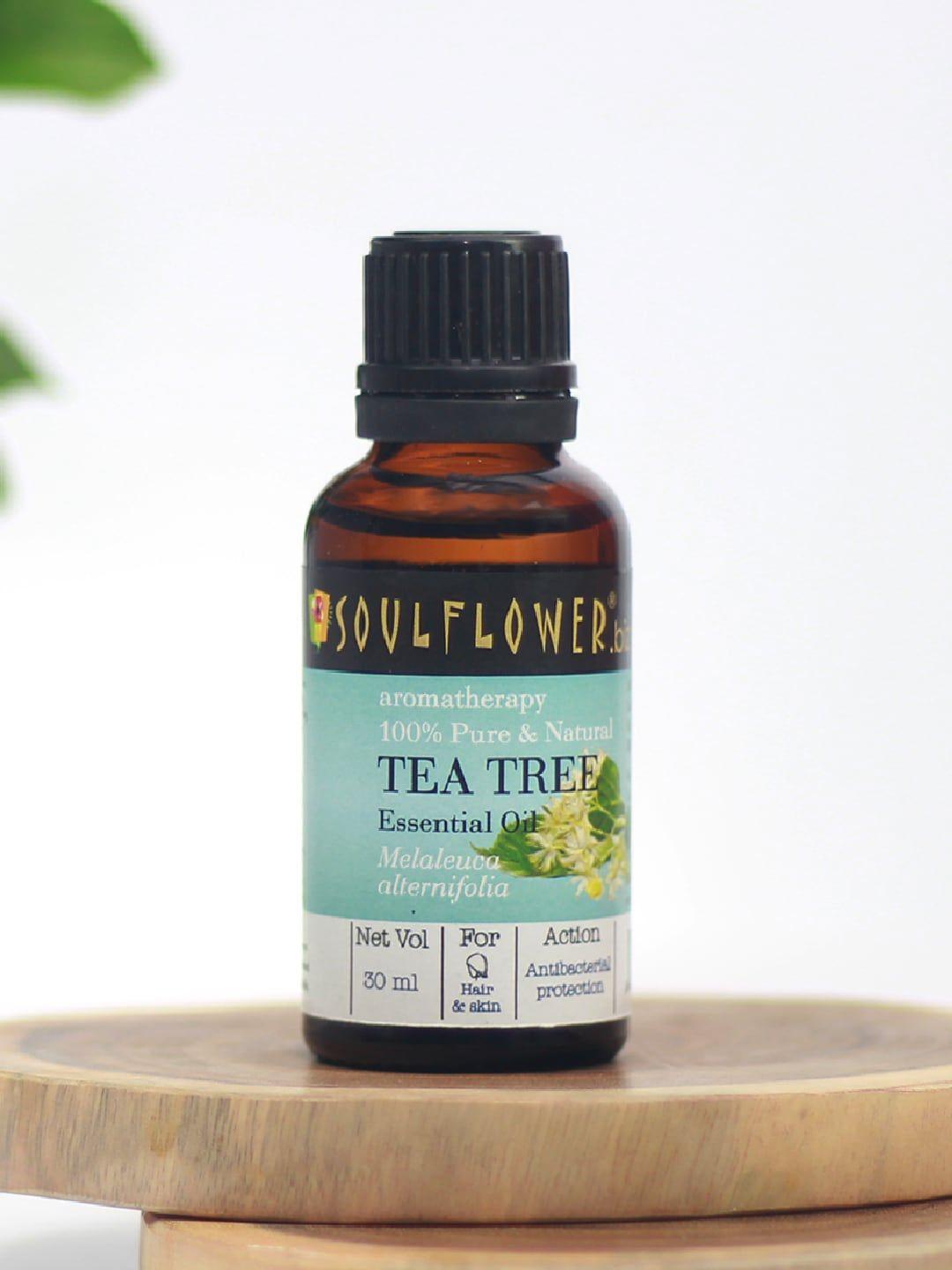 soulflower organic pure tea tree essential oil for dandruff acne & hair growth 30ml