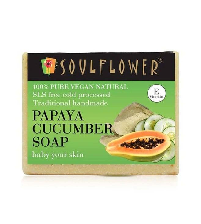 soulflower papaya cucumber soap - 150 gm