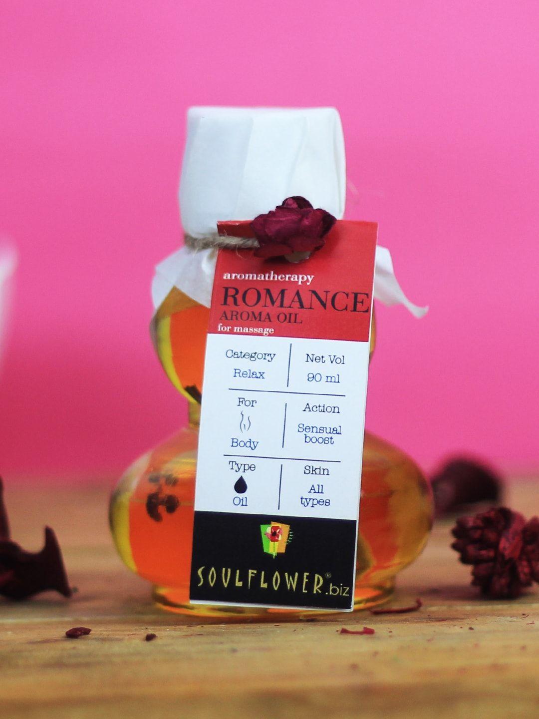 soulflower romance aroma massage oil - essential oils of rose lavender ylang ylang 90 ml