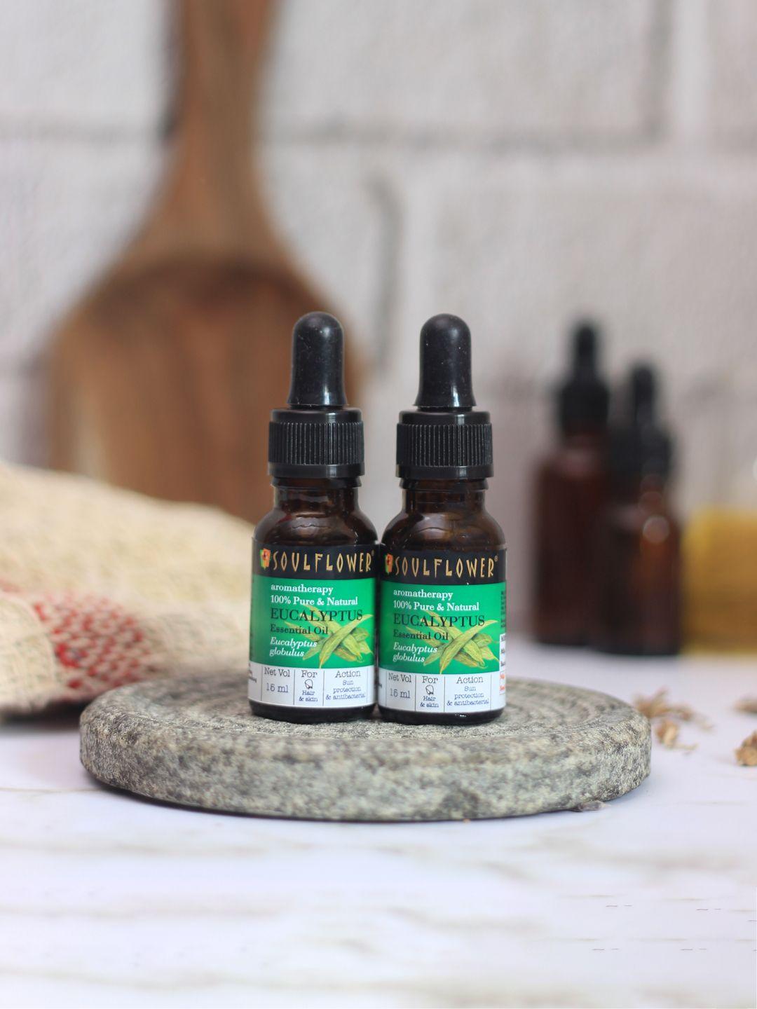 soulflower set of 2 aromatherapy 100% pure & natural eucalyptus essential oils - 15ml each
