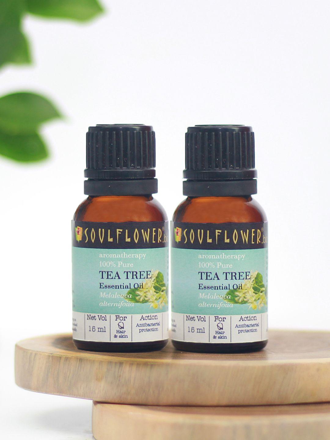 soulflower set of 2 tea tree anti-dandruff essential oil 15ml each  pure & natural