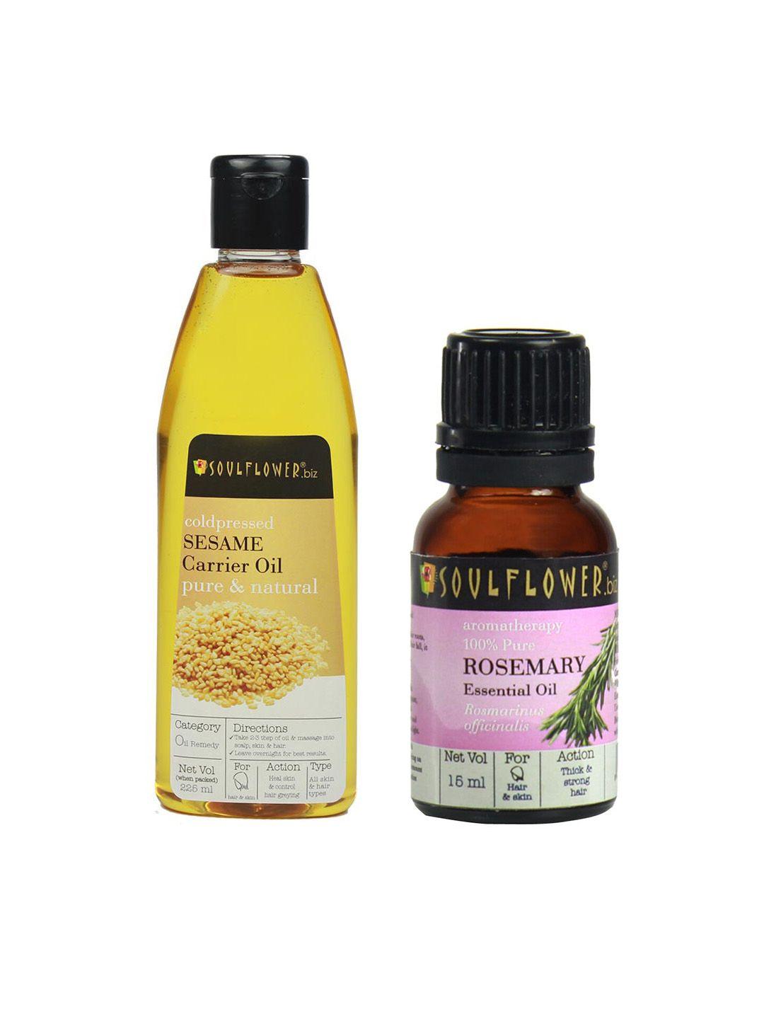 soulflower set of extra virgin olive oil 225 ml & rosemary essential oil 15 ml