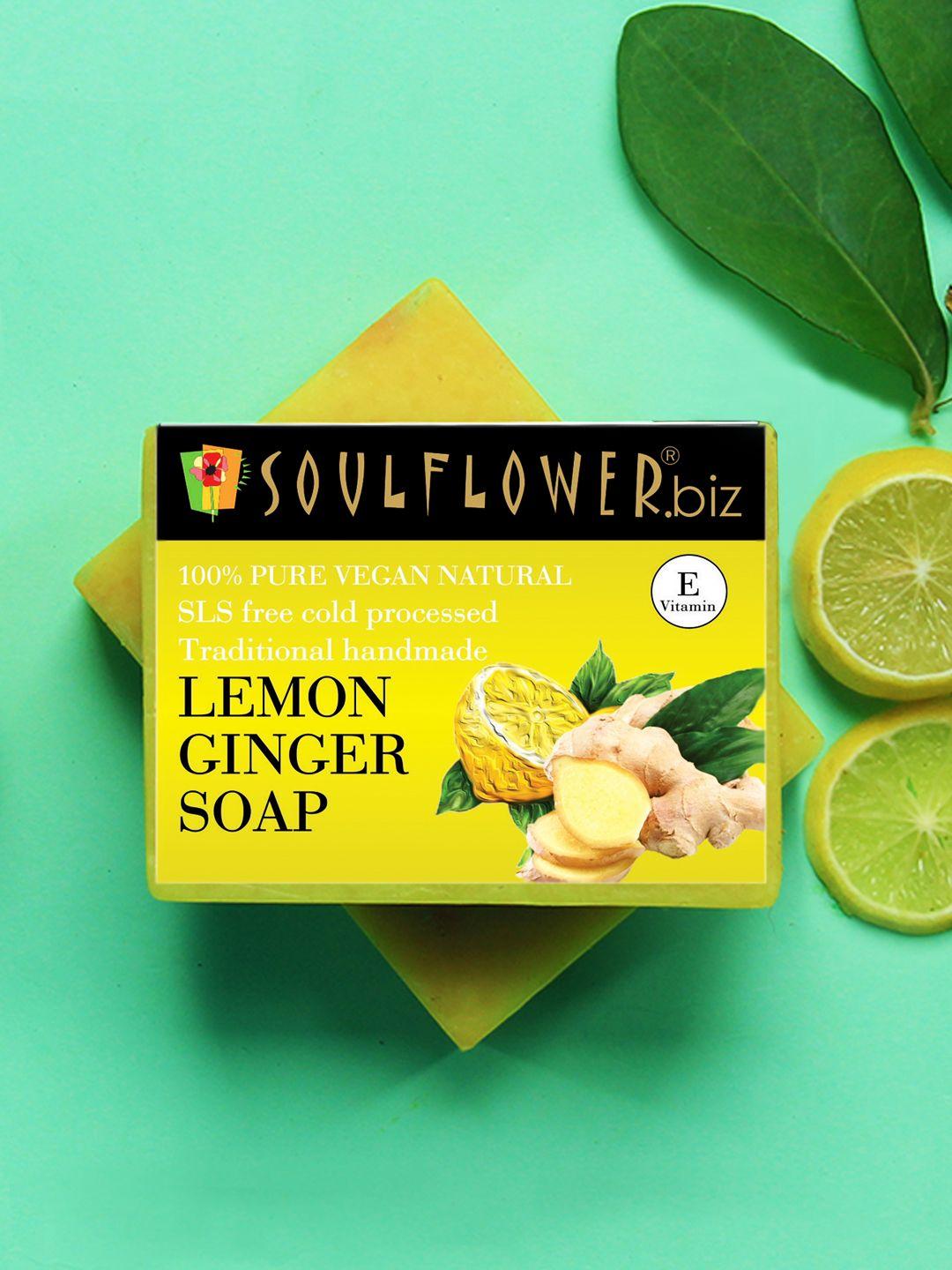 soulflower sustainable unisex lemon ginger soap - 150 g