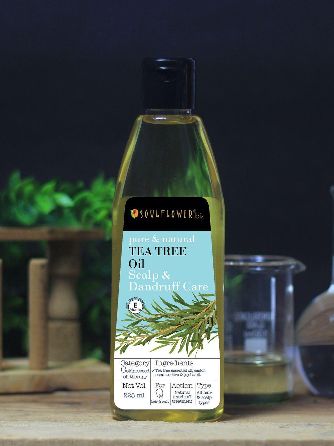 soulflower tea tree anti dandruff hair treatment oil for dry & frizzy hair - 225 ml