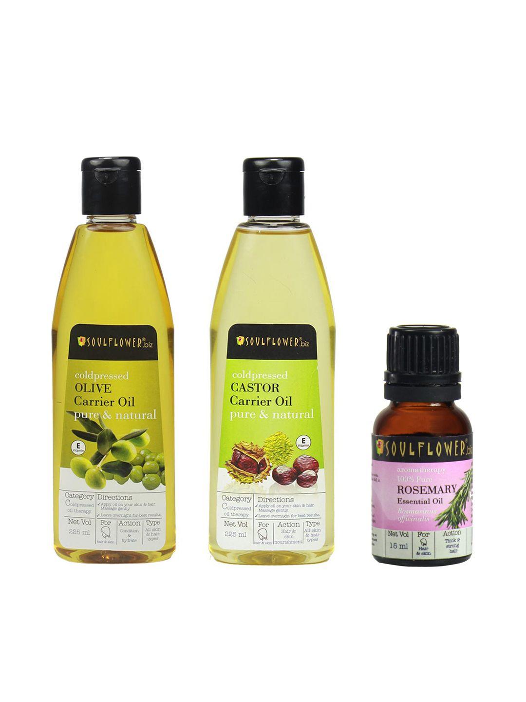 soulflower unisex set of 3 sustainable hair oils & essential oil for dry skin