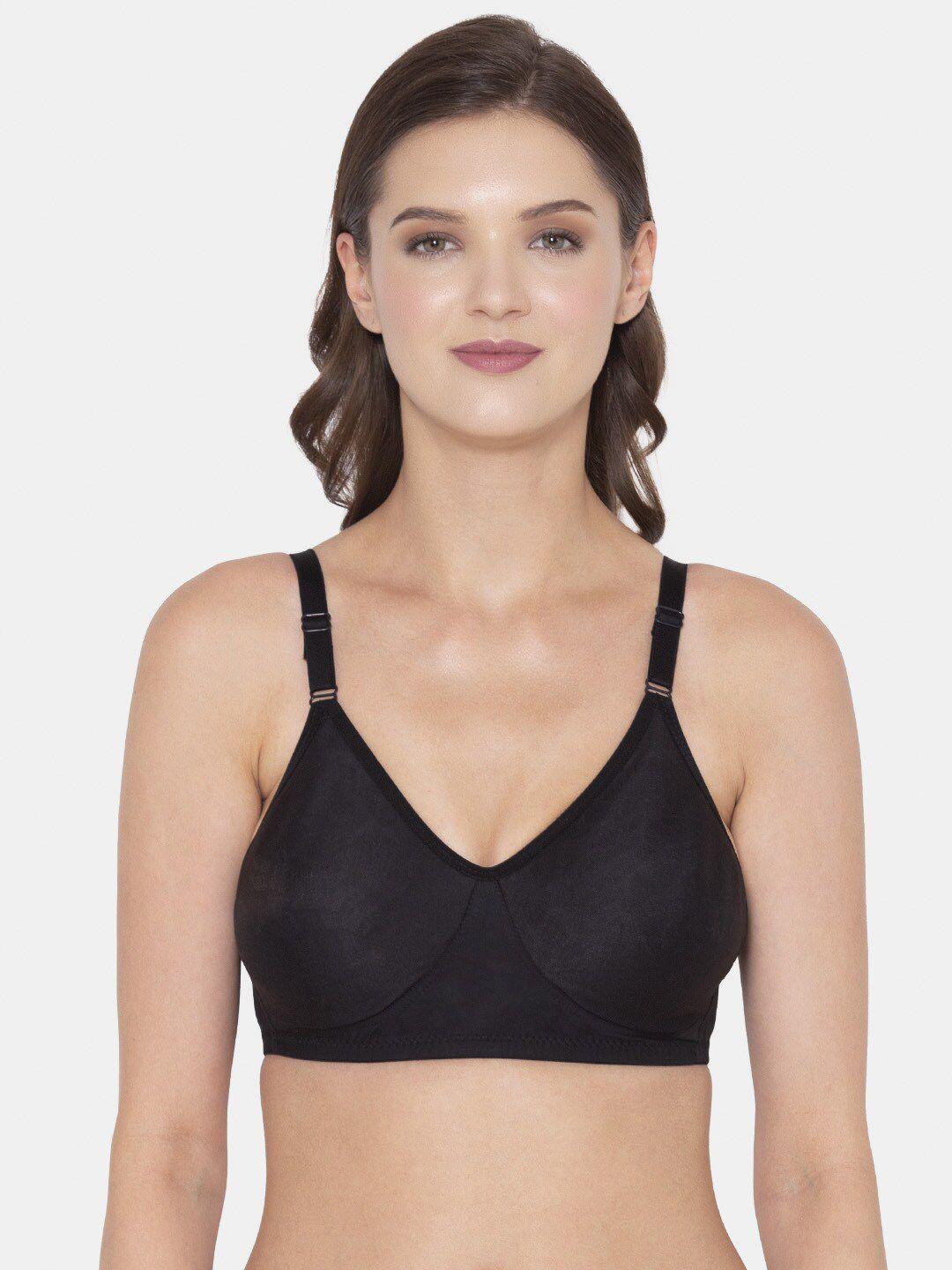 souminie black solid non wired fill coverage cotton everyday bra