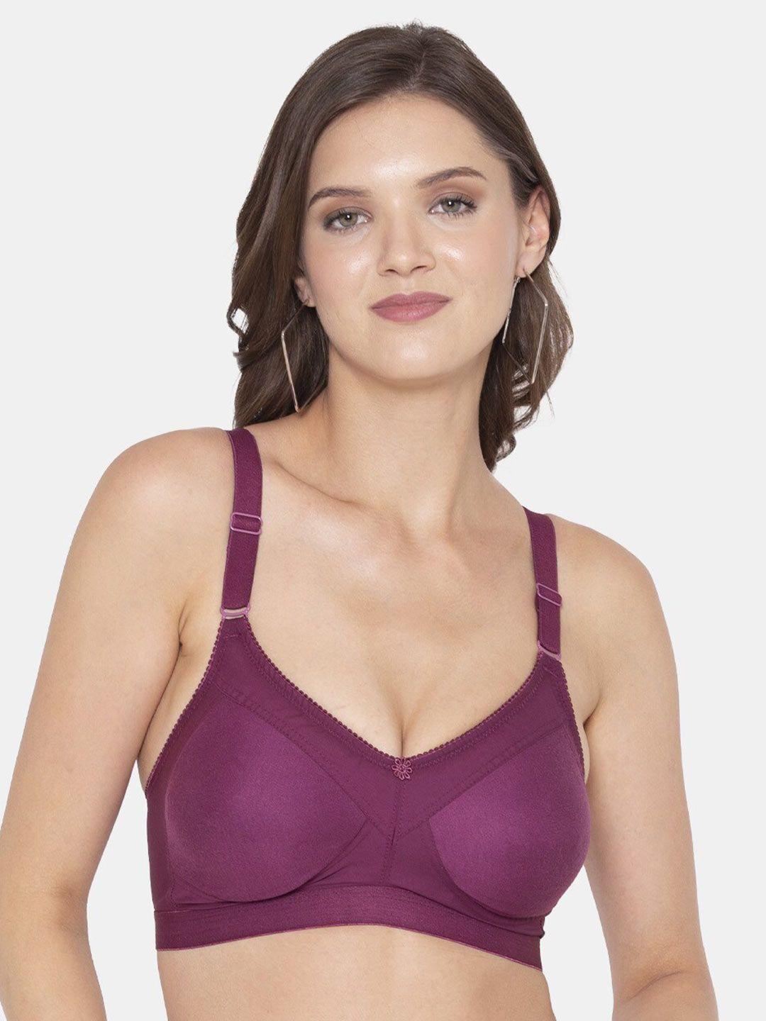 souminie magenta solid cotton bra with all day comfort features