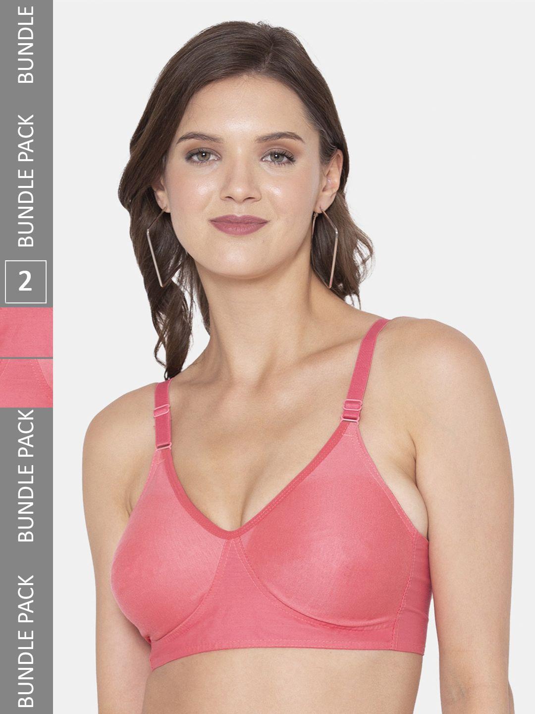souminie pack of 2 non-padded full coverage seamless cotton bra