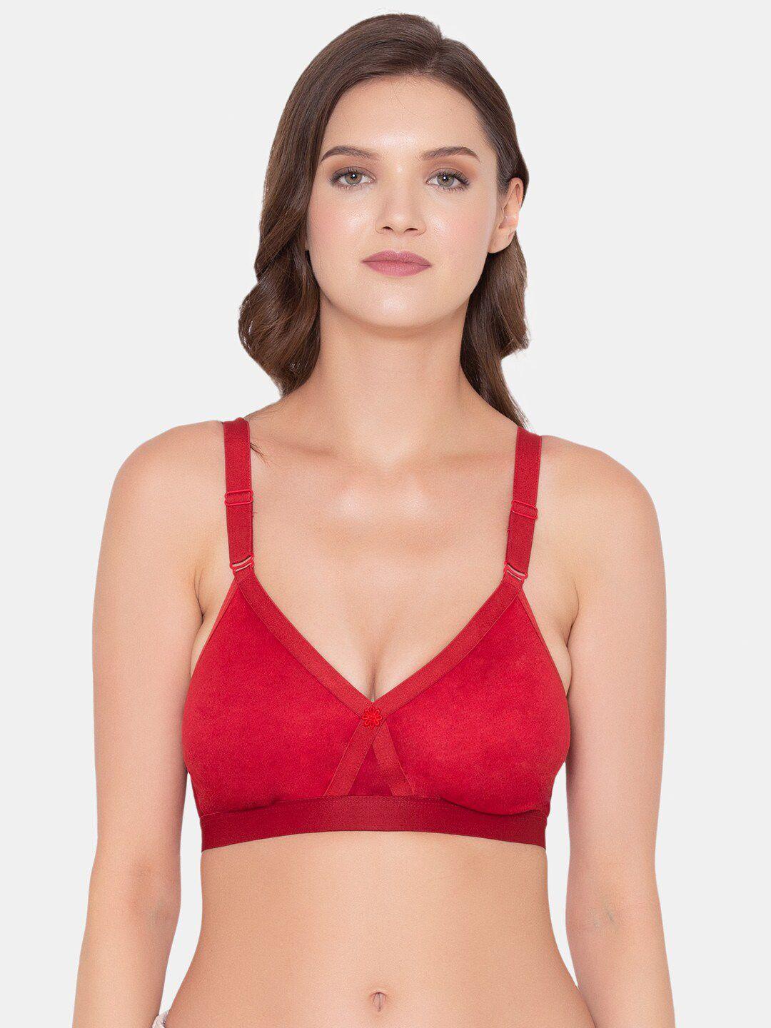 souminie red solid non padded minimizer bra