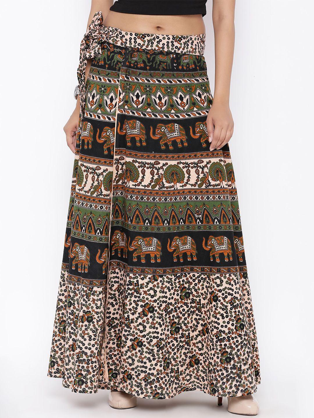 soundarya ethnic motifs printed pure cotton maxi skirt