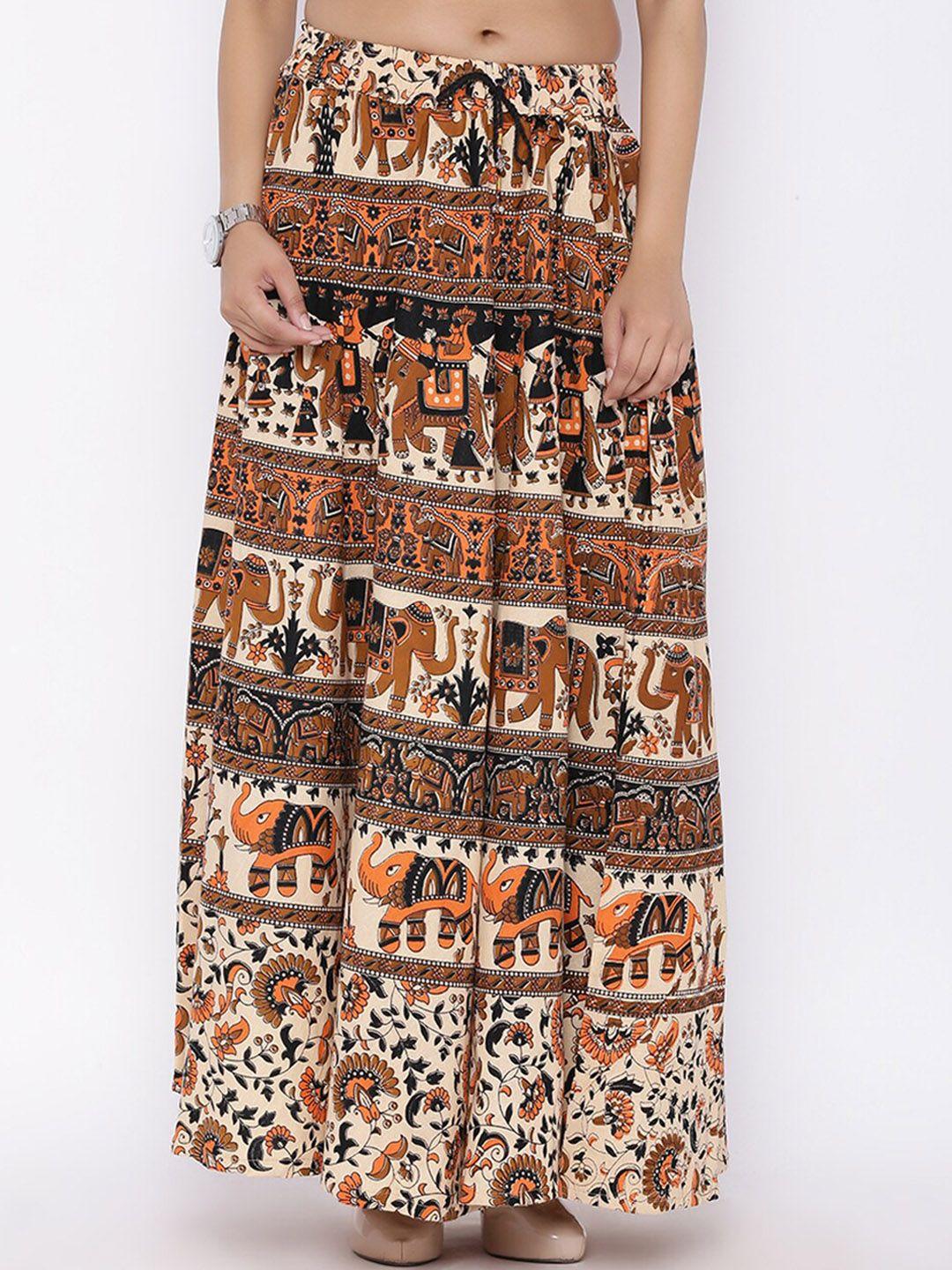 soundarya ethnic motifs printed pure cotton maxi skirt