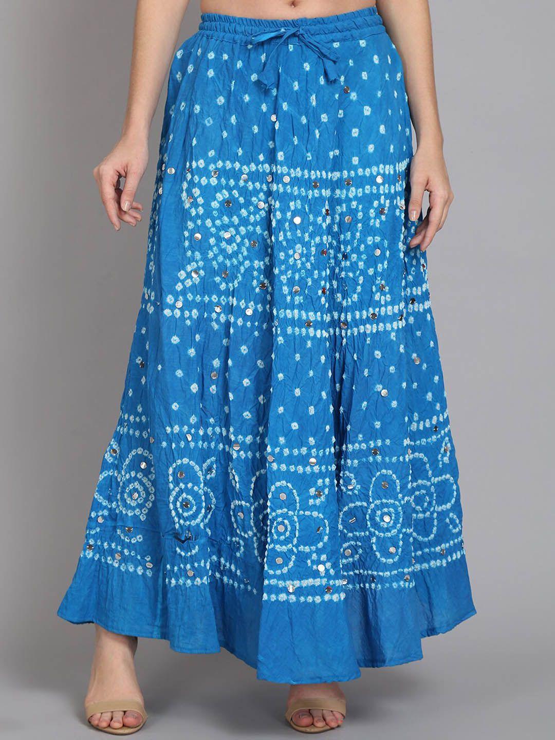 soundarya women blue dyed cotton flared skirts