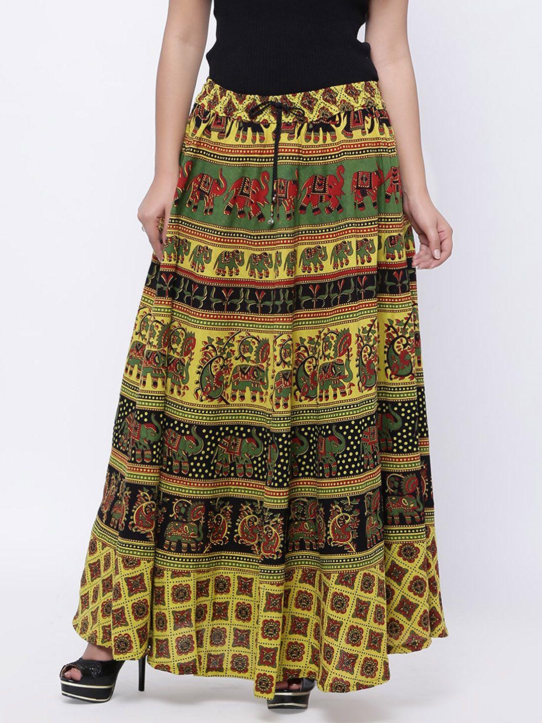 soundarya women printed cotton a-line maxi skirts