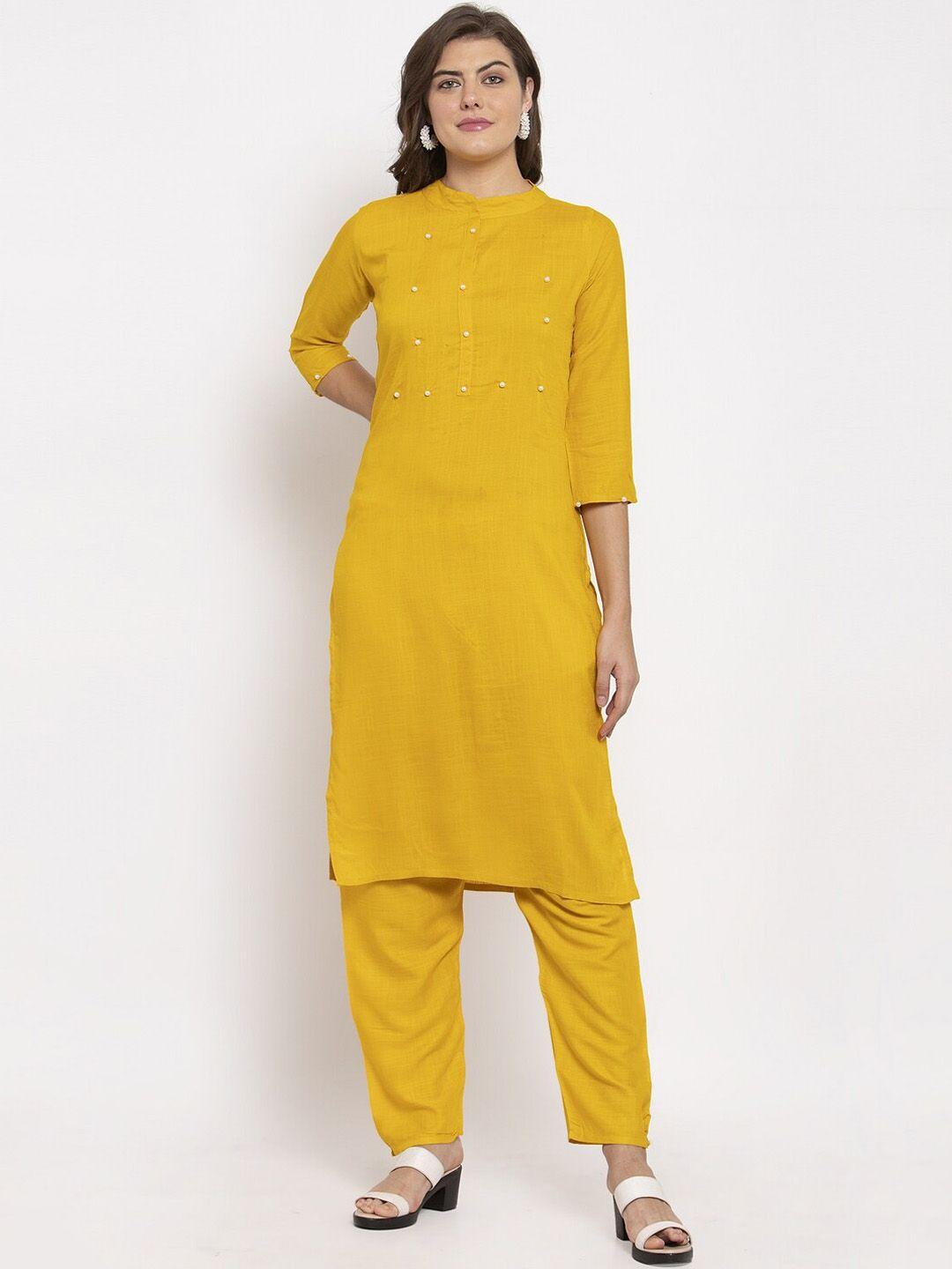 soundarya band collar beads and stones kurta with trousers