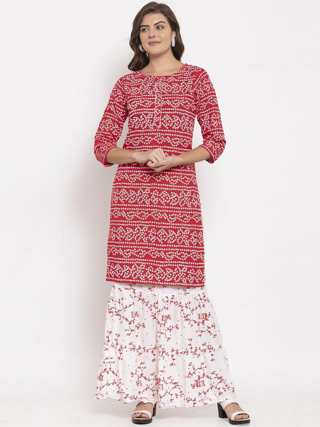 soundarya bandhani printed pure cotton gotta patti kurta with skirt