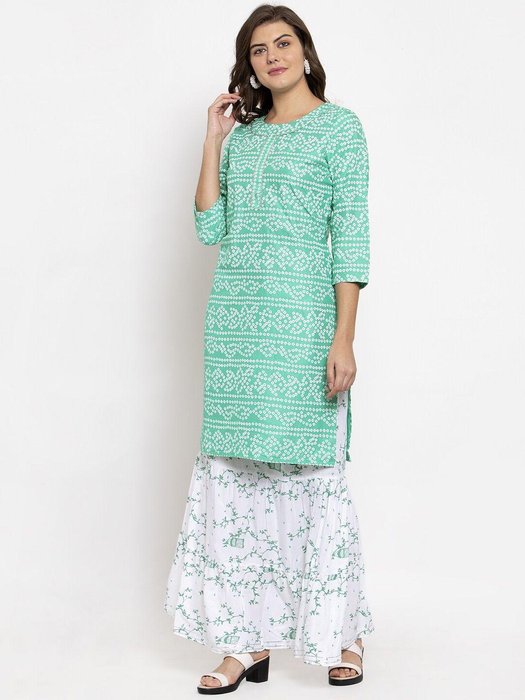 soundarya bandhani printed pure cotton gotta patti kurta with skirt